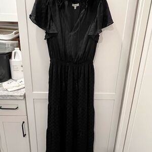 Max Studio Black Polka Dot Keyhole Long Maxi Dress